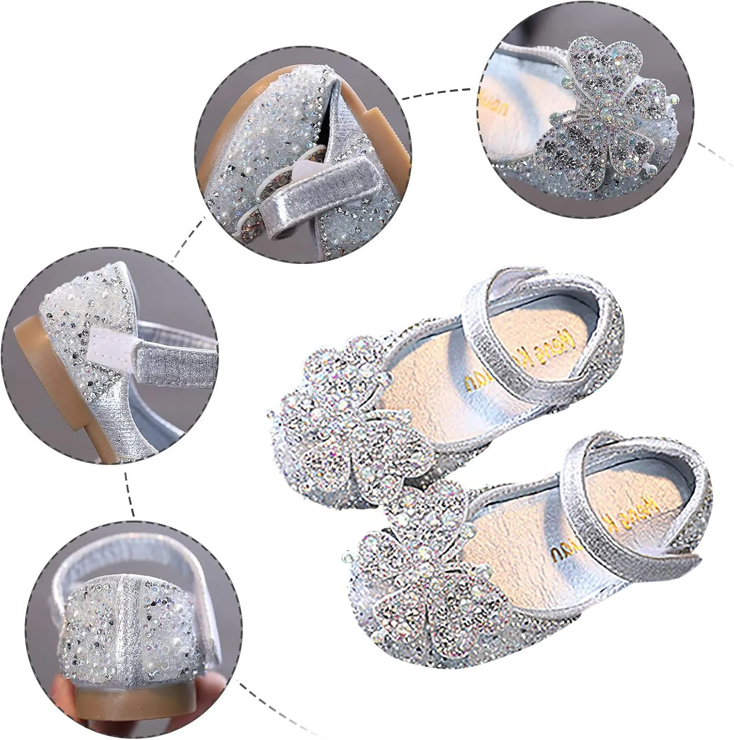 Toddler Flower Girl Dress Shoes Rhinstones Mary Jane Ballet Flats Wedding Party Little Kid Girl Church Shoes