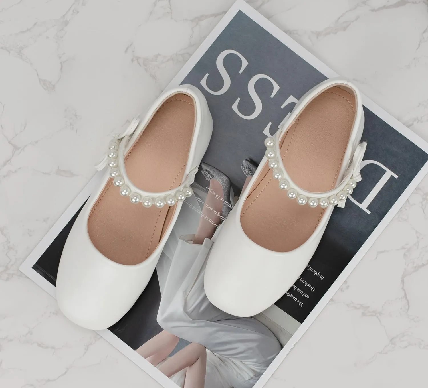 TRIWORIAE- Girls Mary Jane Dress Shoes Ballerina Flats of Child for School, Wedding, Party, Daily Wear