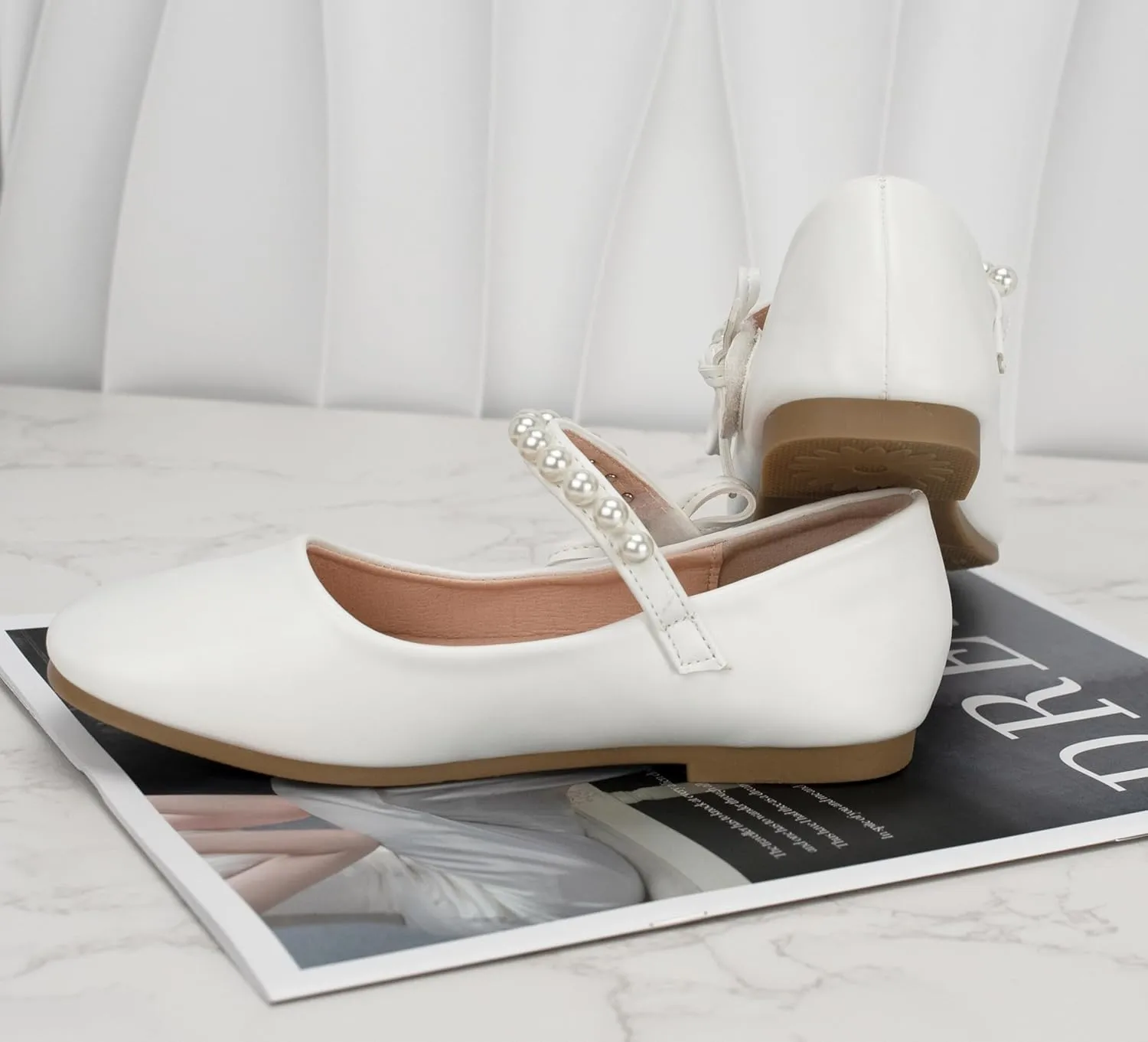 TRIWORIAE- Girls Mary Jane Dress Shoes Ballerina Flats of Child for School, Wedding, Party, Daily Wear