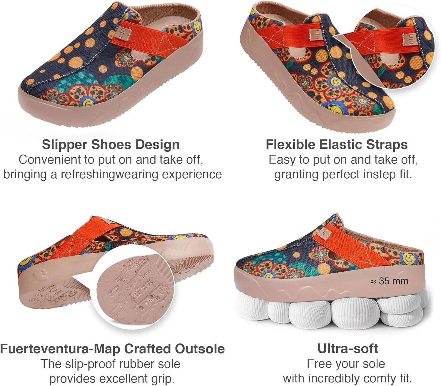 UIN Women's Art Painted Travel Shoes Slip On Casual Loafers Lightweight Comfort Fashion Sneaker Fuerteventura