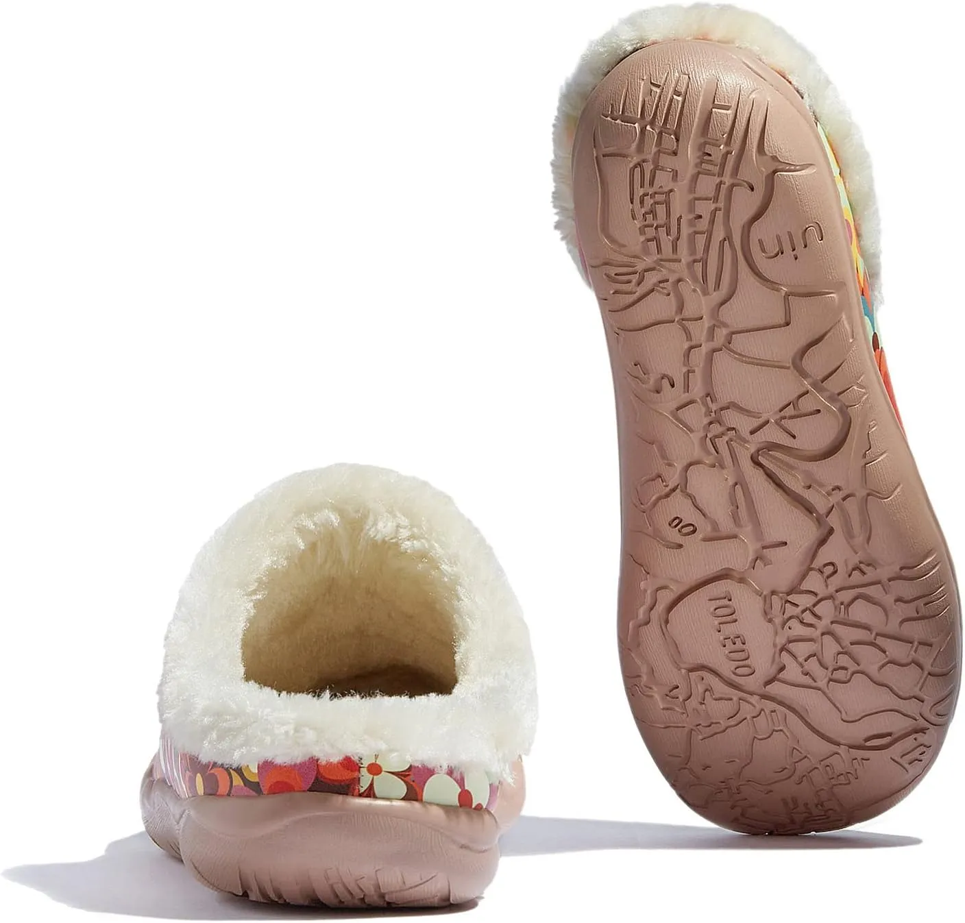 UIN Women's Mules Fashion Comfort Travel Art Painted Chunky Shoes Wide Toe Casual Household Slippers Slip On Loafers