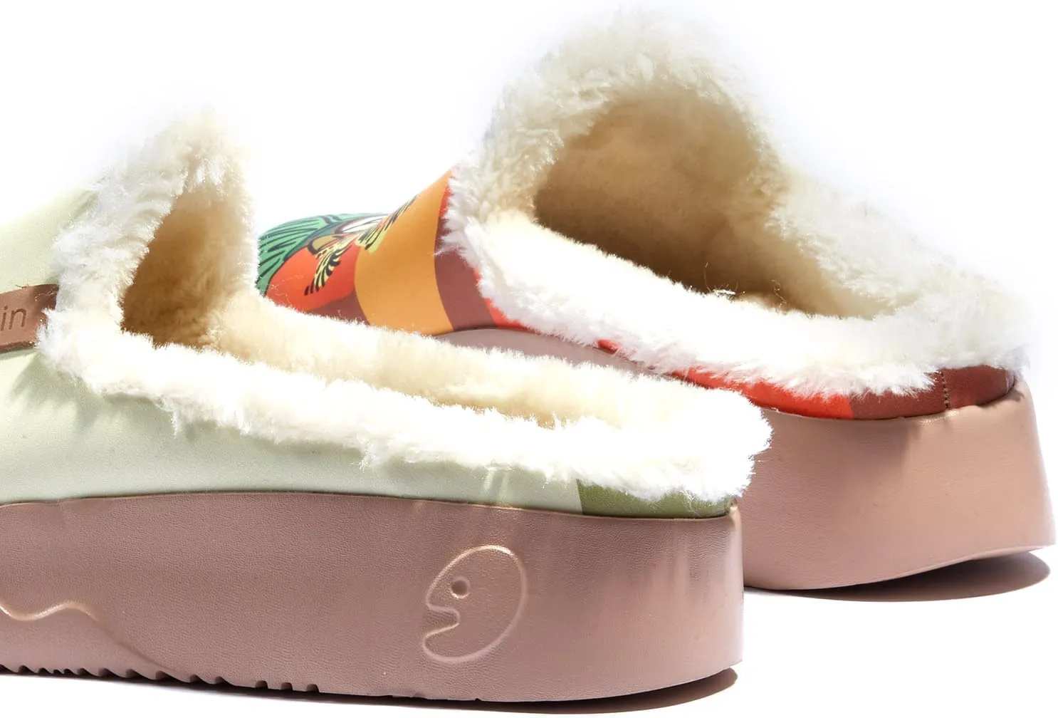 UIN Women's Mules Fashion Comfort Travel Art Painted Chunky Shoes Wide Toe Casual Household Slippers Slip On Loafers
