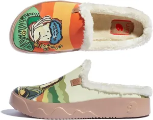 UIN Women's Mules Fashion Comfort Travel Art Painted Chunky Shoes Wide Toe Casual Household Slippers Slip On Loafers