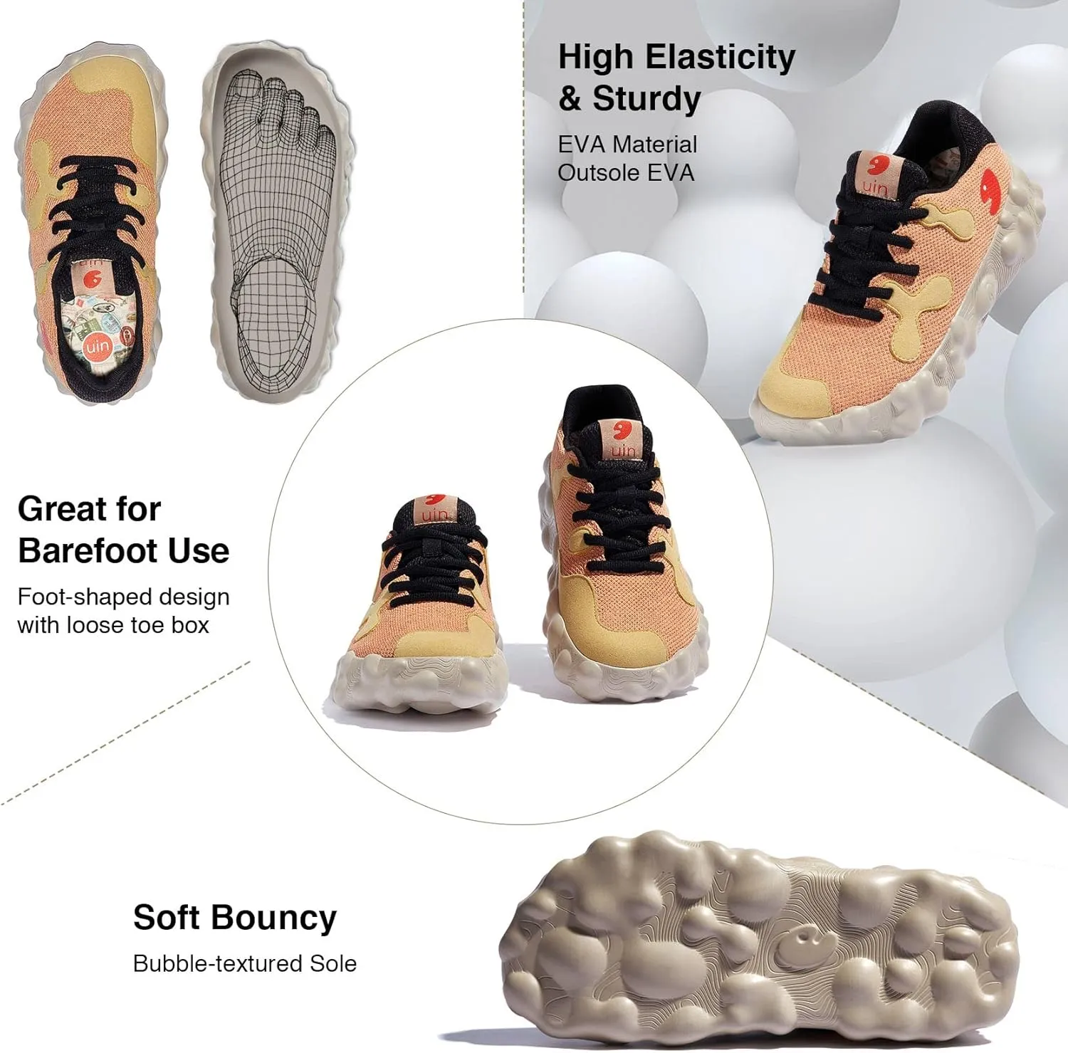 UIN Women's Walking Travel Shoes Slip On Casual Lightweight Wide Toe Chunky Fashion Sneaker Figueras