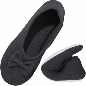 Urbancolor Women's Washable Memory Foam Ballerina Slippers Light Weight Terry Cloth House Shoes/Stretchable Heel Design