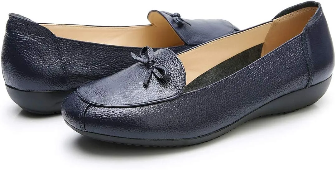 VenusCelia Women's Bowknot Wide Flat Shoe