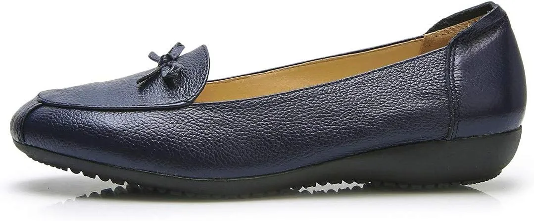VenusCelia Women's Bowknot Wide Flat Shoe