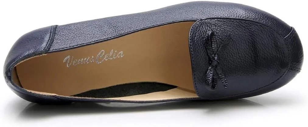 VenusCelia Women's Bowknot Wide Flat Shoe