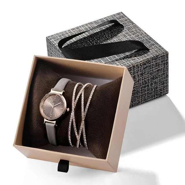 Watch Exquisite Drawer Box Crystal Bracelet Watch Set Source