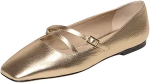 Women Closed Square Toe Ballet Flats Strap Buckle Comfortable Fashion Party Casual Mary Jane Flats Size 4-16 US