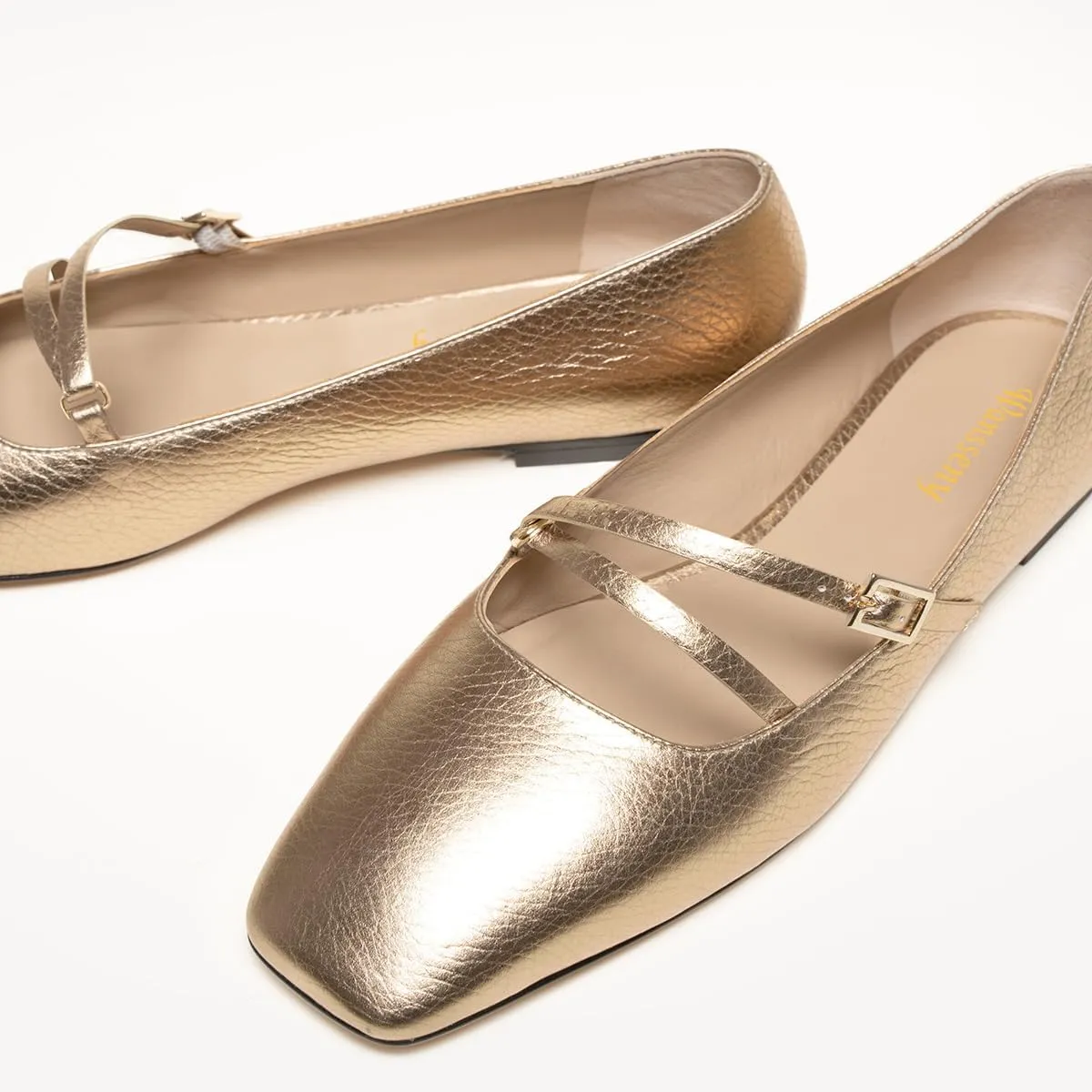 Women Closed Square Toe Ballet Flats Strap Buckle Comfortable Fashion Party Casual Mary Jane Flats Size 4-16 US