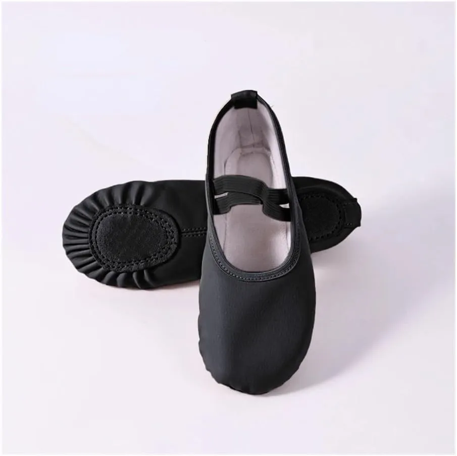 Women's Ballet Slippers for Woman Danseuse PU Leather Professional Dancers for Girls Kids Soft Sole Children Toddler Dance Shoes(Free Lace Split Sole,26)