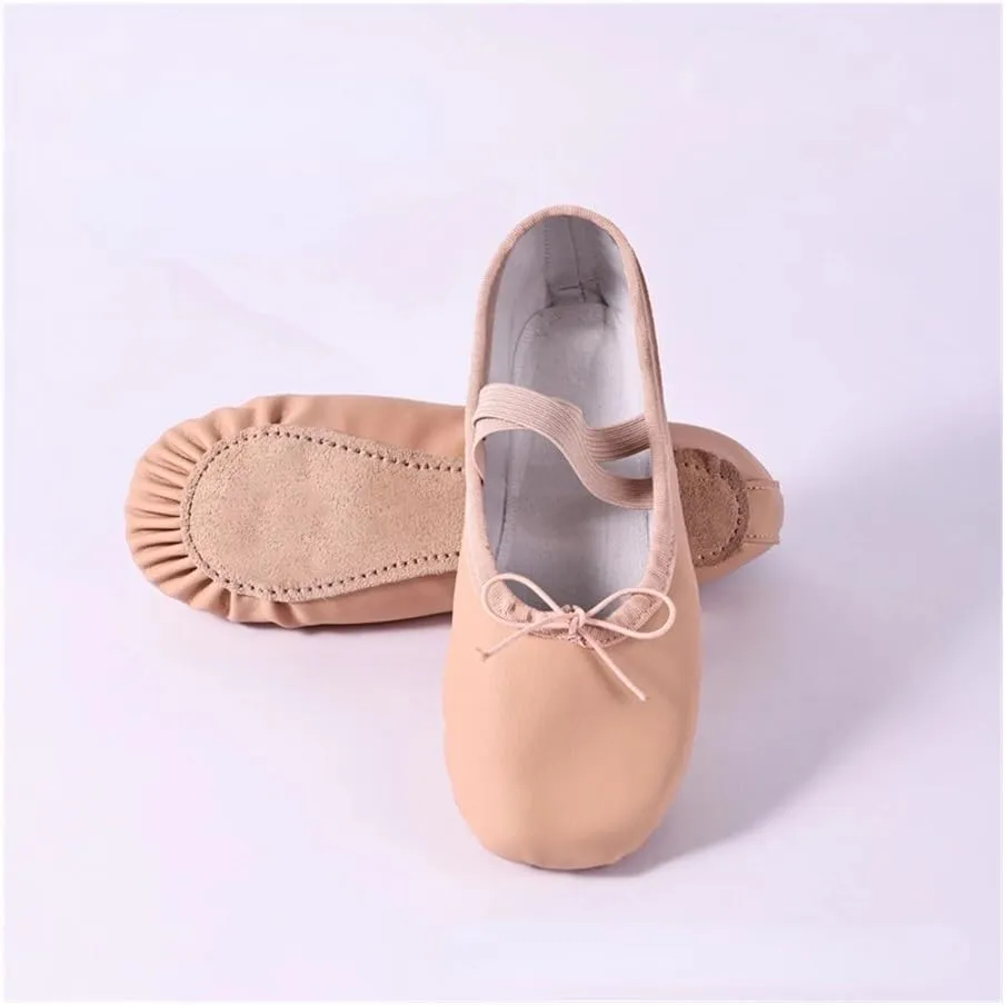 Women's Ballet Slippers for Woman Danseuse PU Leather Professional Dancers for Girls Kids Soft Sole Children Toddler Dance Shoes(Free Lace Split Sole,26)