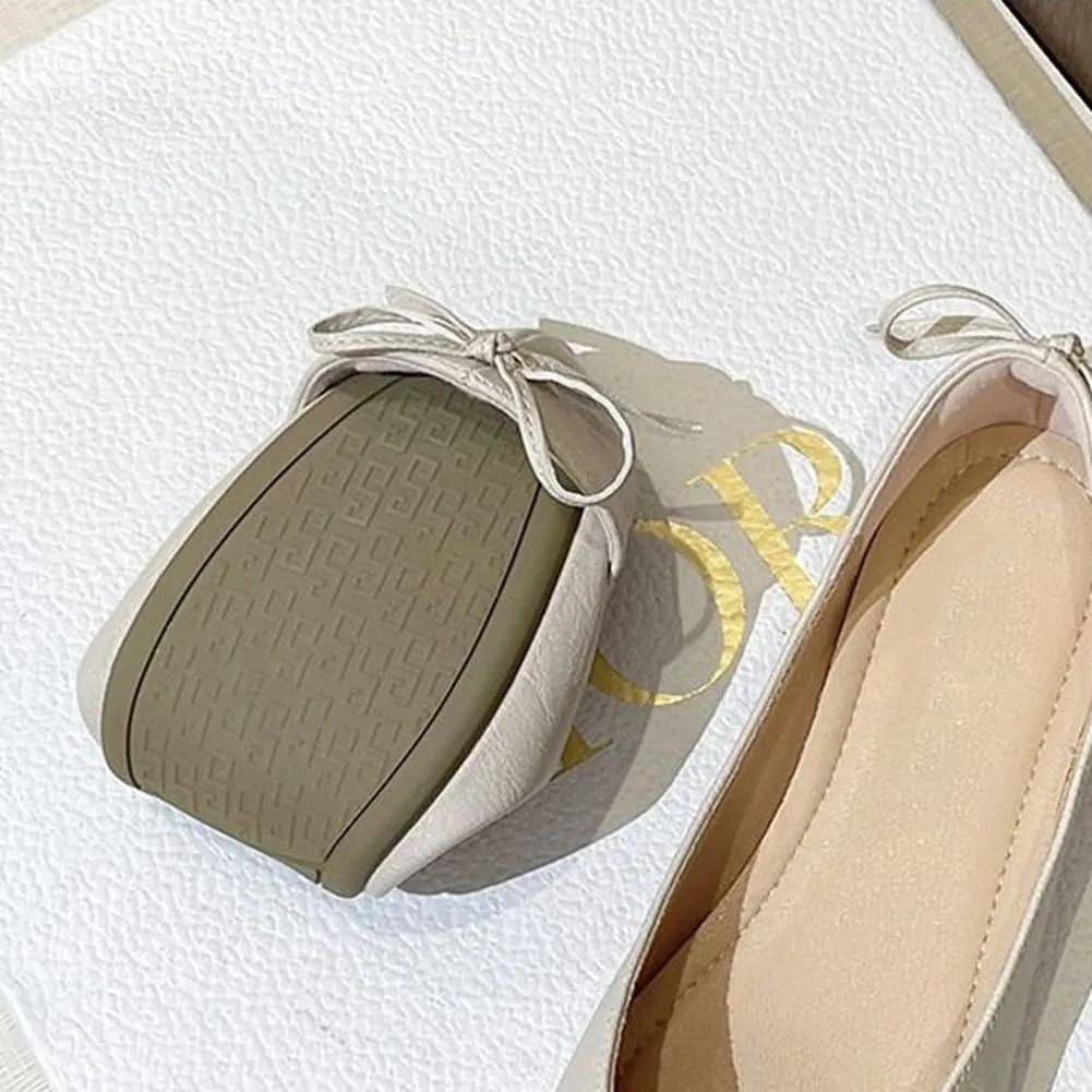 Womens Bowknot Ballet Flat Slip-On Comfort Square Toe Walking Ballerina Shoes