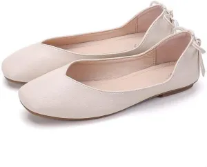 Womens Bowknot Ballet Flat Slip-On Comfort Square Toe Walking Ballerina Shoes