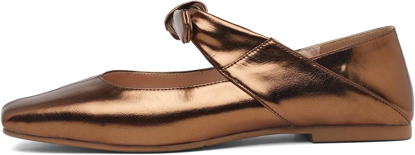 Womens Flats Square Toe Bow Mary Jane Ballet Flats Fashion Wedding Party Shoes
