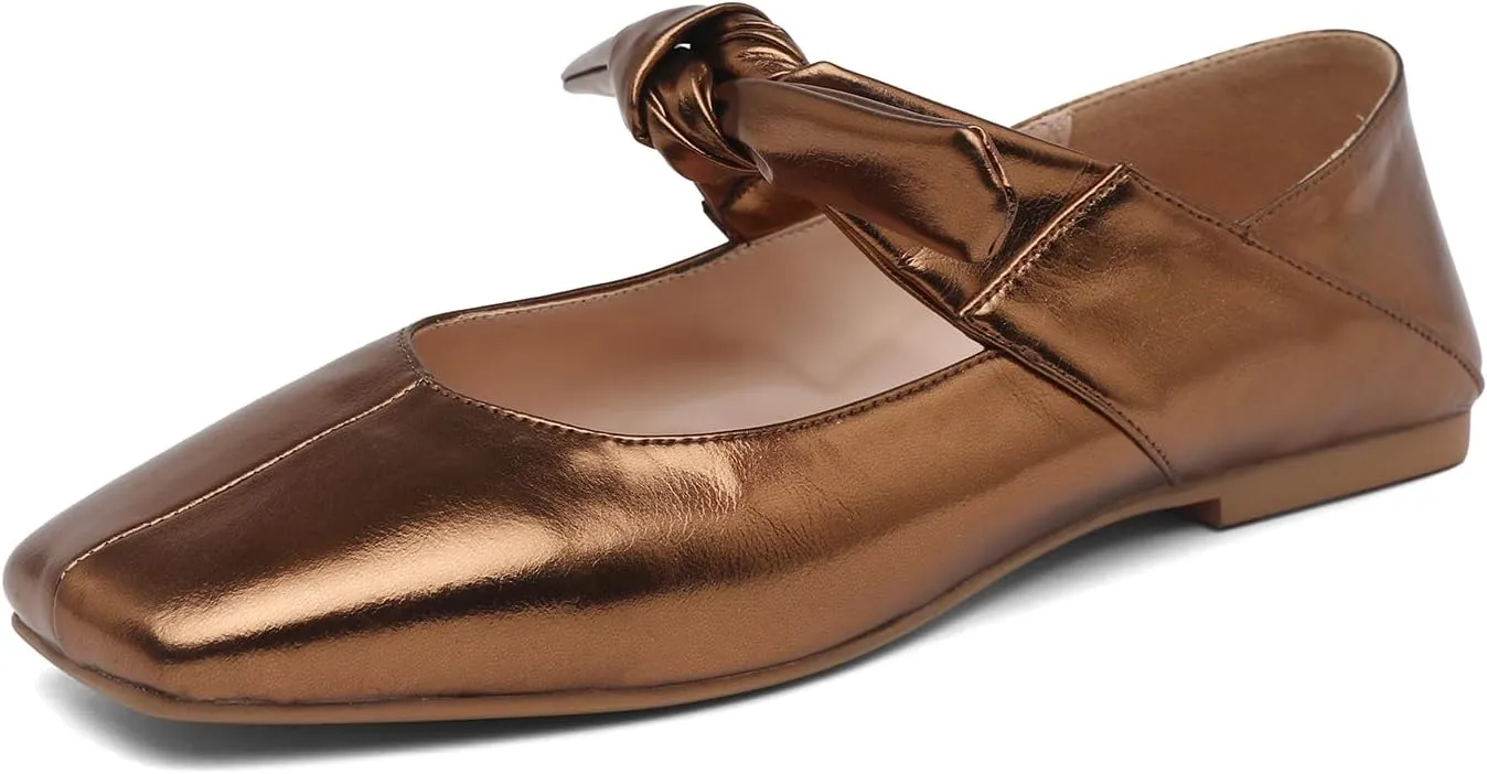 Womens Flats Square Toe Bow Mary Jane Ballet Flats Fashion Wedding Party Shoes