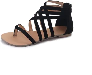 Women's Gladiator Sandals FlatThong Cross Strappy Trendy Roman Shoes Summer Open Toe Flatform Wedge Beach