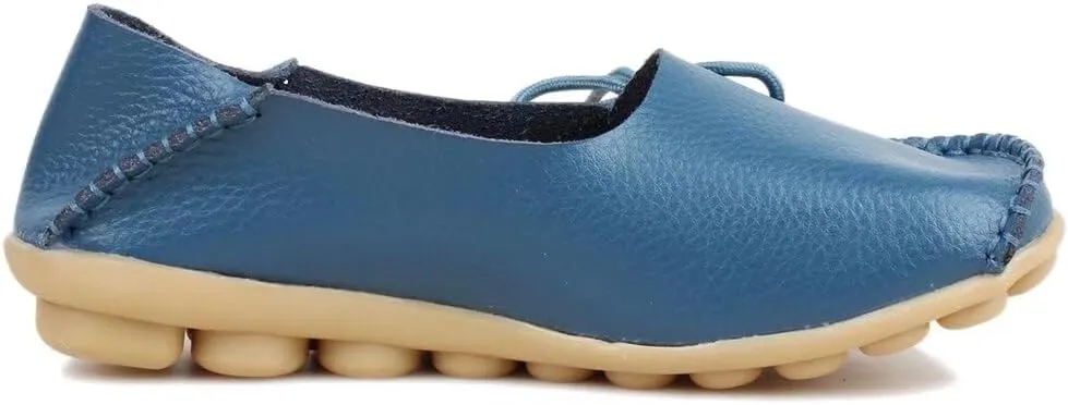 Women's Leather Slipper Loafers Flat Shoes Slip-Ons
