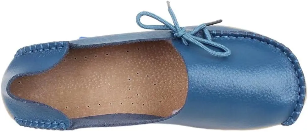 Women's Leather Slipper Loafers Flat Shoes Slip-Ons