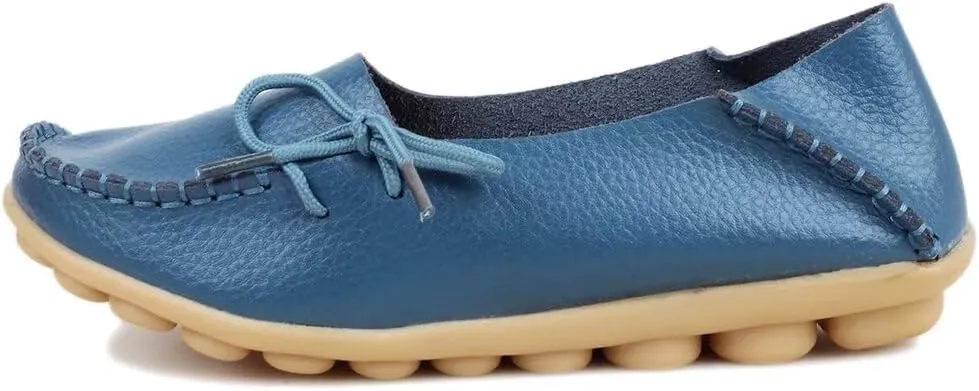 Women's Leather Slipper Loafers Flat Shoes Slip-Ons