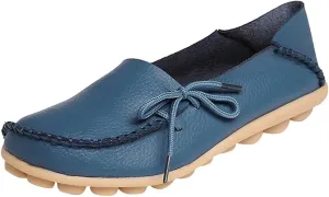 Women's Leather Slipper Loafers Flat Shoes Slip-Ons