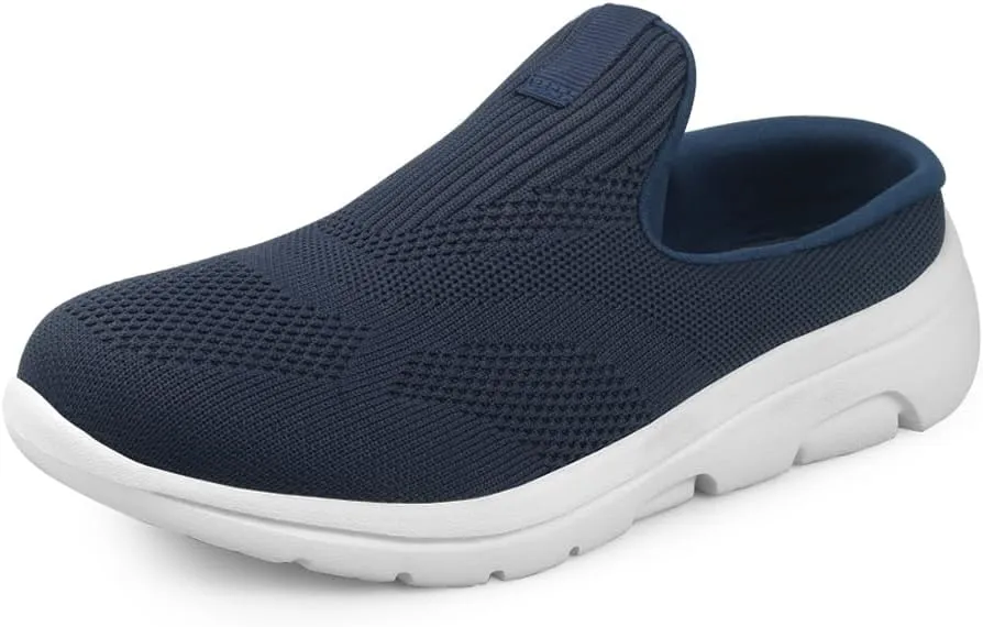 Women'S Mules & Clogs Slip On Flats Sandals Walking Comfortable Casual Winter Tennis Work Slippers Travel Mesh Knit Elderly Fashion Hands Free Breathable Soft Nurse Cushioning Teacher Blue Size 10