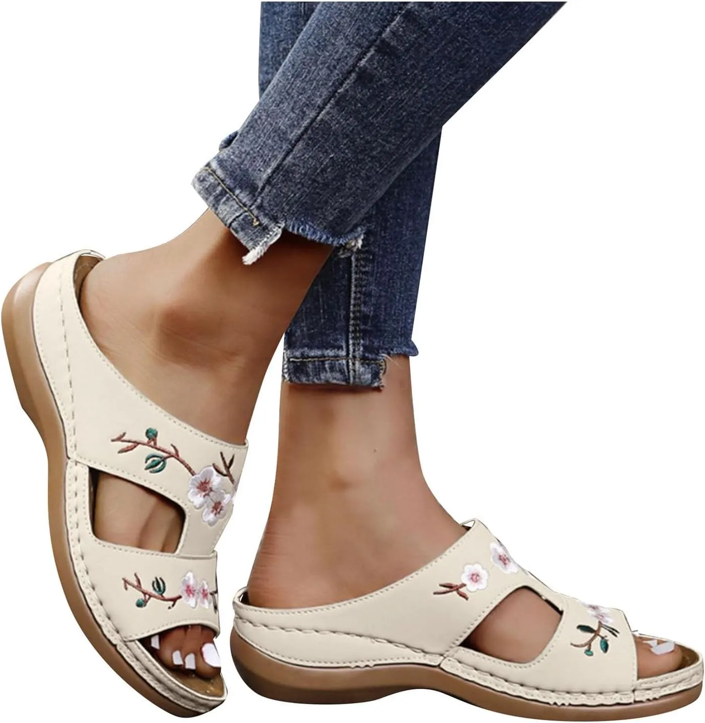 Women's Orthopedic Dressy Summer Comfort Flip Flops Wedge Sandals with Arch Support