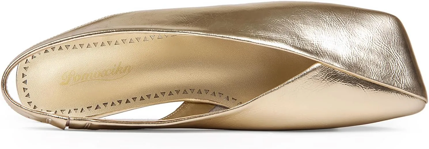 Women's Slingback Flats Fashion Comfortable Casual Work Flats for Women Elegant Square Toe Shoes