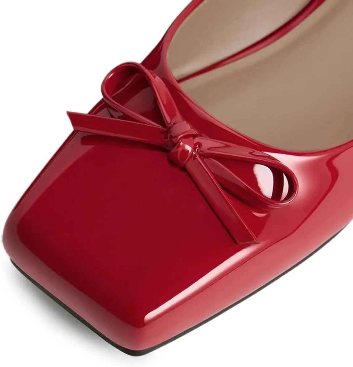 YDN Women's Fashion Square Toe Flat Pumps with Bow Chunky Low Heels Comfortable Single Strap Sandal Shoes for Daily Outfit Size 4-16 US