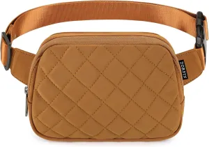 ZORFIN Belt Bag for Women Men Fashionable Crossbody Fanny Packs for Women with Adjustable Strap for Hiking Running Travel (Quilted Brown)