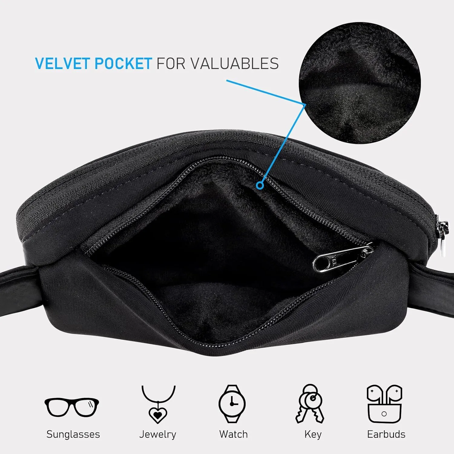 ZORFIN Belt Bag for Women Men Fashionable Crossbody Fanny Packs for Women with Adjustable Strap for Hiking Running TravelBlack