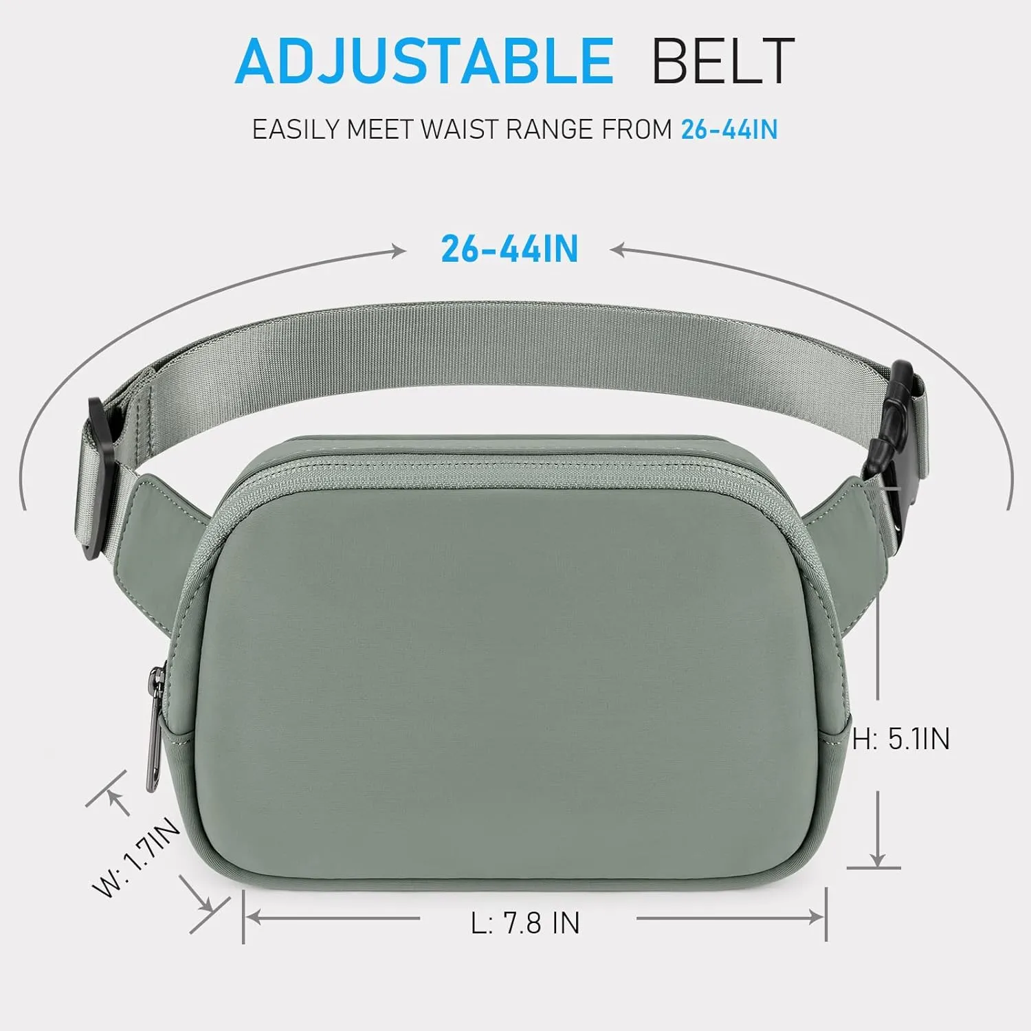 ZORFIN Belt Bag for Women Men Fashionable Crossbody Fanny Packs for Women with Adjustable Strap for Hiking Running TravelGray